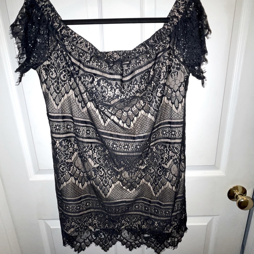 Rue 21 Black Lace overlay shirt size XL